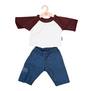 Hollie - Poppen Kledingset -  Broek & Shirt - Wit Bordeaux