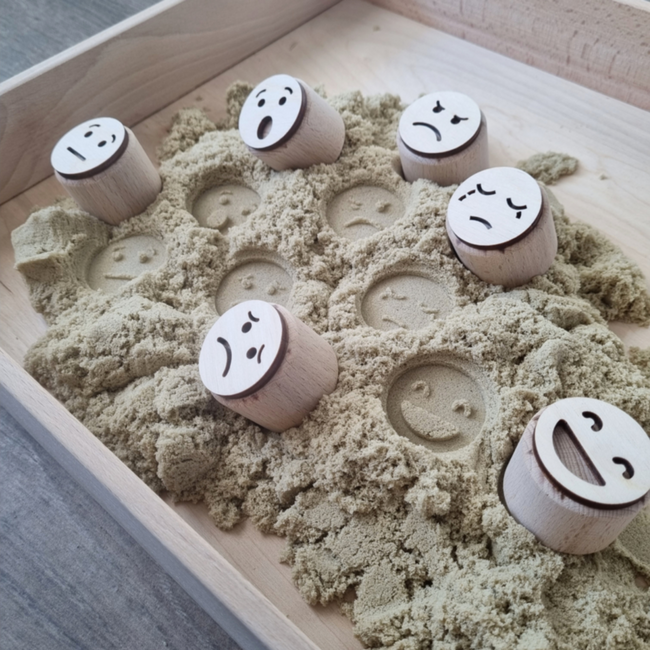 Kiddi - Houten Stempelset Emoties (6-delig)