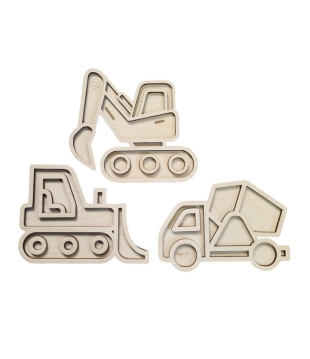 Kiddi Kiddi - Vulvormen Set Bouwvoertuigen (3-delig)
