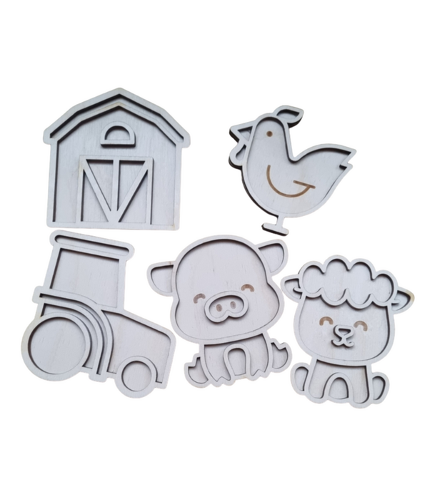 Kiddi Kiddi - Mini Vulvormen Set Boerderij (5-delig)