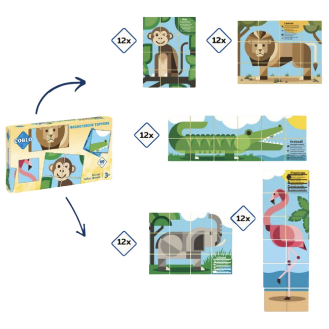 Coblo - Magnetische Toppers - Dieren (60-delig)