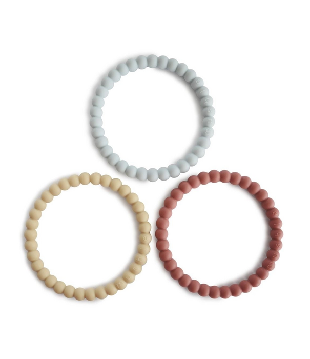 Mushie Mushie Pearl Bracelet Bijtring - Mellow, Terracotta & Periw (set van 3) - Copy