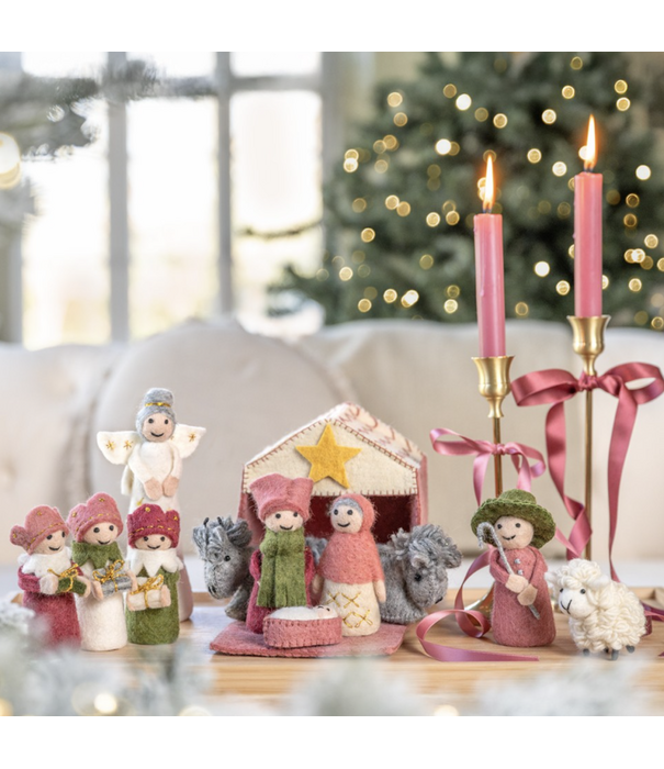 Sjaal met Verhaal Sjaal met Verhaal - Kerststal Cyclaam-Oudroze