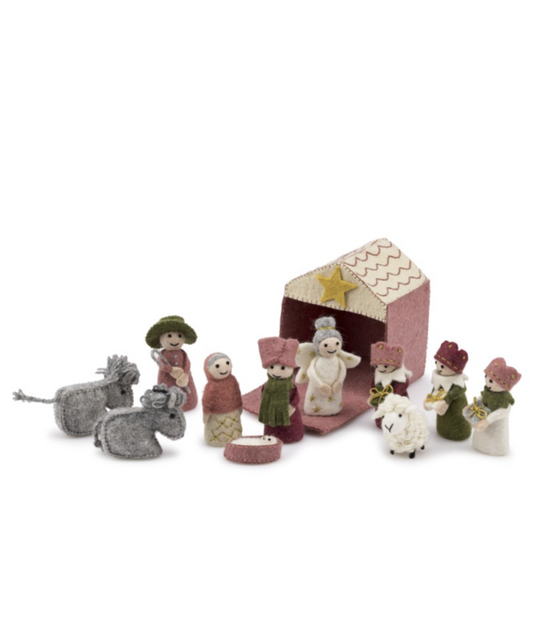 Sjaal met Verhaal Sjaal met Verhaal - Kerststal Cyclaam-Oudroze