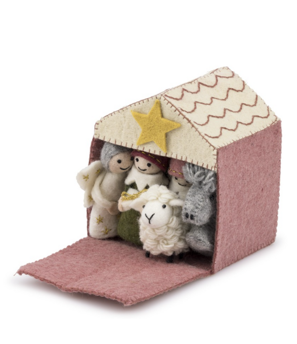 Sjaal met Verhaal Sjaal met Verhaal - Kerststal Cyclaam-Oudroze