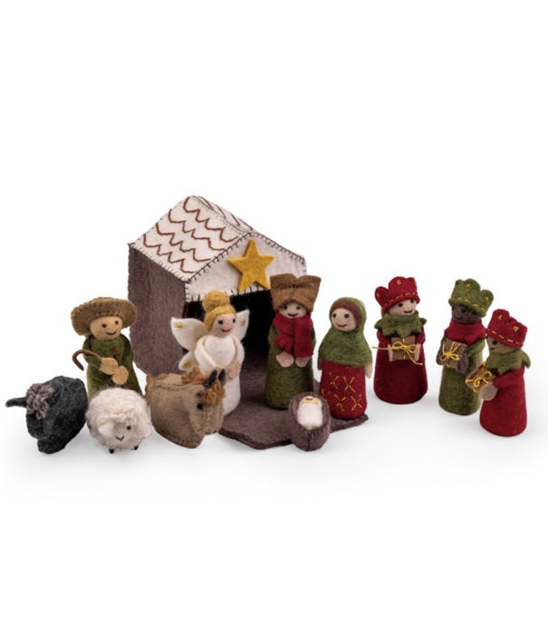 Sjaal met Verhaal Sjaal met Verhaal - Kerststal Rood-Groen