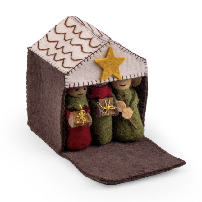 Sjaal met Verhaal - Kerststal Rood-Groen