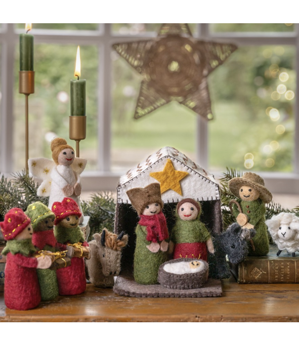 Sjaal met Verhaal Sjaal met Verhaal - Kerststal Rood-Groen