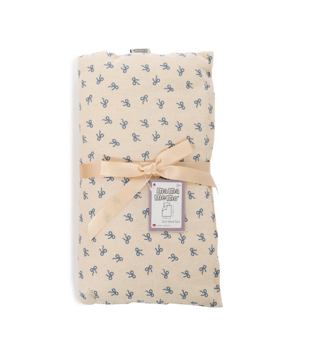 Mamamemo Mamamemo - Poppen Bed Set - Blauwe Strik (50 cm)