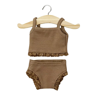 Minikane Poppen Kledingset - Hemdje & Onderbroek Chocolate met Kant (pop 34 cm)