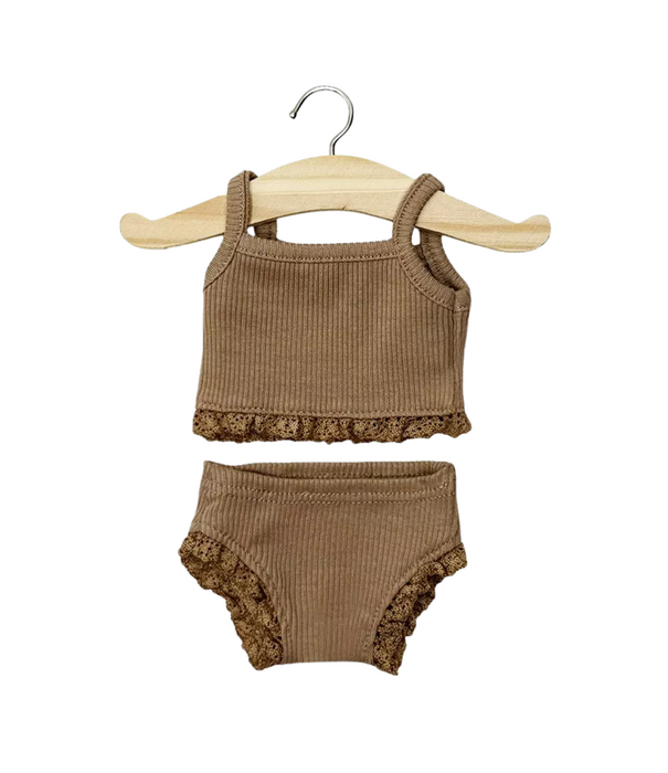 Minikane Minikane - Poppen Kledingset - Hemdje & Onderbroek Chocolate met Kant (pop 34 cm)
