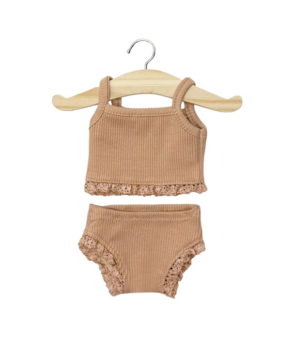 Minikane Minikane - Poppen Kledingset - Hemdje & Onderbroek Licht Bruin met Kant (pop 34 cm)