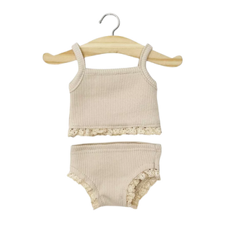 Minikane Poppen Kledingset - Hemdje & Onderbroek Latte met Kant (pop 34 cm)