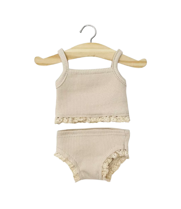 Minikane Minikane - Poppen Kledingset - Hemdje & Onderbroek Latte met Kant (pop 34 cm)