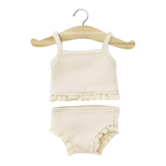 Minikane Poppen Kledingset - Hemdje & Onderbroek Ecru met Kant (pop 34 cm)