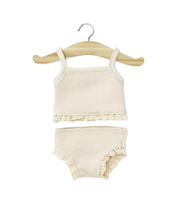 Minikane Minikane - Poppen Kledingset - Hemdje & Onderbroek Ecru met Kant (pop 34 cm)