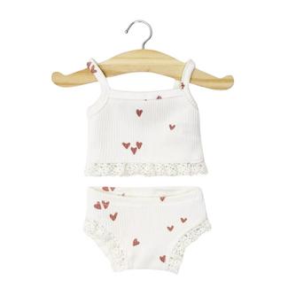 Minikane Poppen Kledingset - Hemdje & Onderbroek Hartjes met Kant (pop 34 cm)