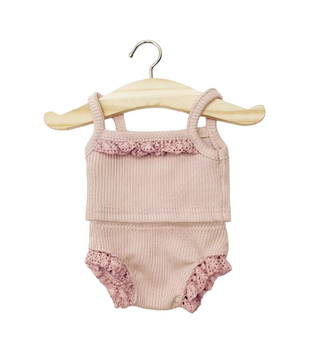 Poppen Kledingset - Hemdje & Onderbroek Orchidee met Kant (pop 34 cm)