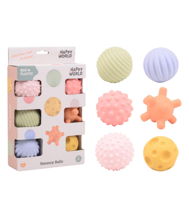 John Toy John Toy - Happy World Sensorische Ballen - 6st | 0+