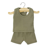 Minikane - Poppen Kledingset - Hemdje & Onderbroek Olijfgroen (pop 34 cm)