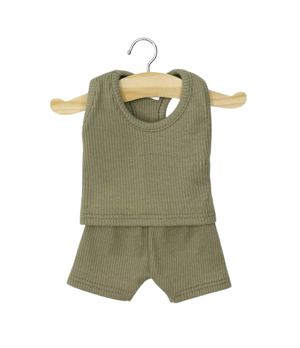 Minikane Minikane - Poppen Kledingset - Hemdje & Onderbroek Olijfgroen (pop 34 cm)