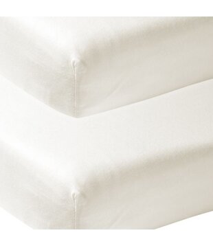 Ledikant Jersey Hoeslaken Off White || 2-pack