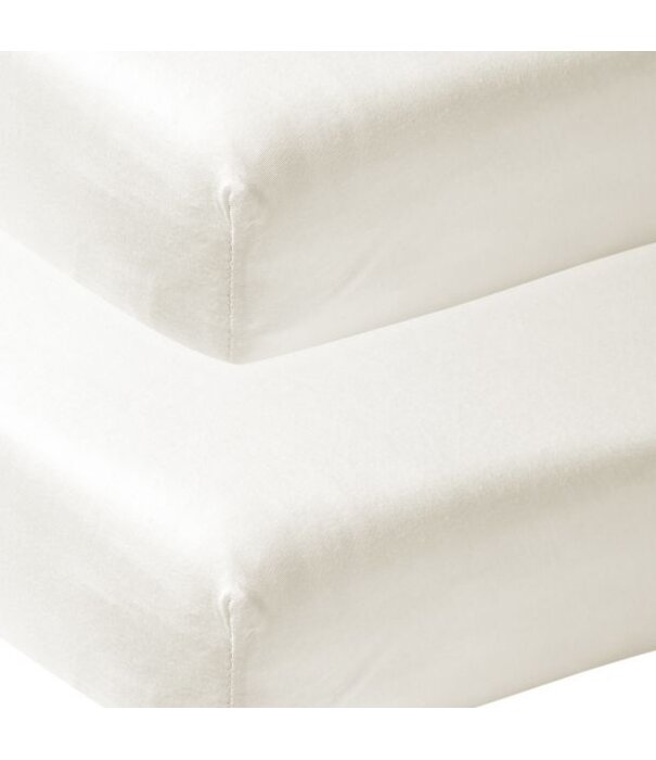 Meyco Meyco - Ledikant Jersey Hoeslaken Off White || 2-pack