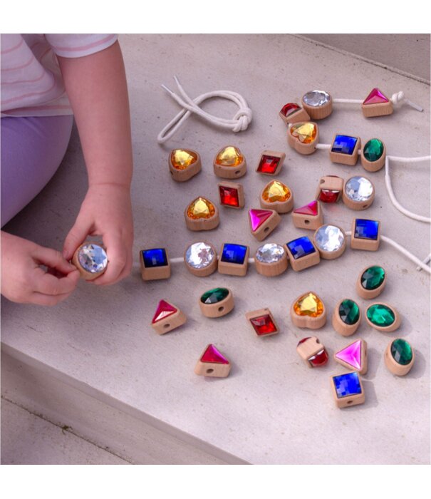 TickiT TickiT - Houten Vormen Glitterstenen Rijgkralen (39-delig)