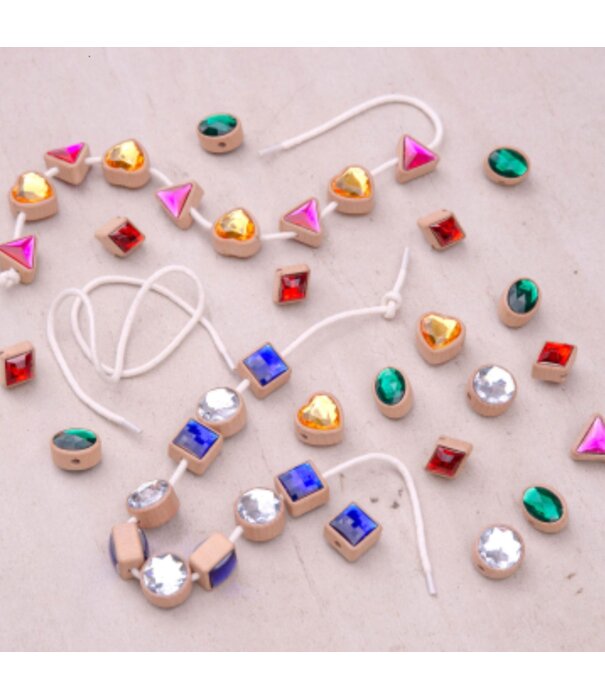 TickiT TickiT - Houten Vormen Glitterstenen Rijgkralen (39-delig)