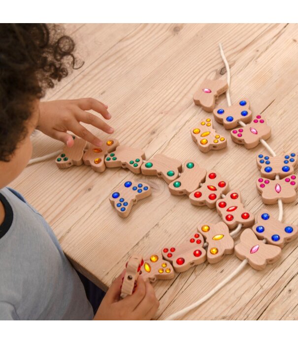 TickiT TickiT - Houten Vlinder Glitterstenen Rijgkralen (23-delig)