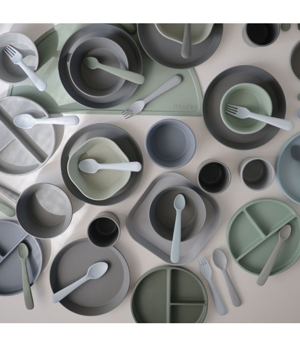 Mushie Mushie - Kom Vierkant - Sage (2-delig)