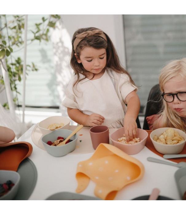 Mushie Mushie - Kom Vierkant - Sage (2-delig)