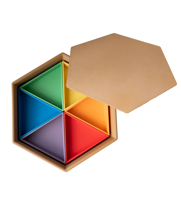 Grennn - Speelbak Mandigo met Inlegdriehoeken en deksel Regenboog (8-delig)