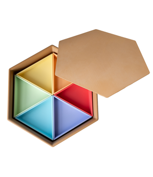 Speelbak Mandigo met Inlegdriehoeken en deksel Pastel (8-delig)