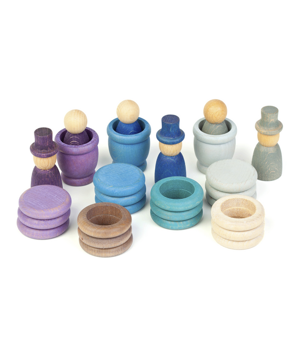 Grapat Grapat Houten Nins met Bakjes, Ringen & Schijven - Winter (27-delig)