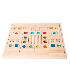 Houten Bouwset met Transparante Stenen Dorp (83-delig)