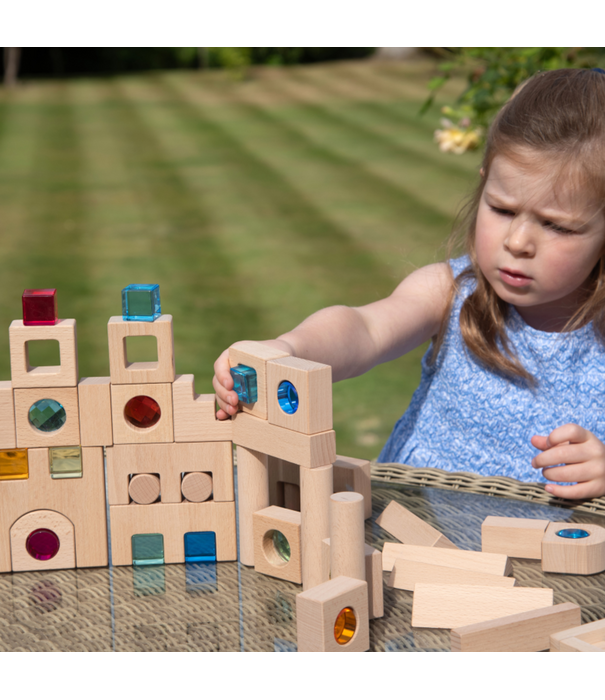 TickiT Tickit - Houten Bouwset met Transparante Stenen Dorp (83-delig)