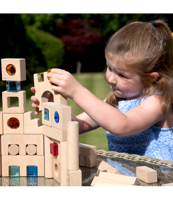 TickiT Tickit - Houten Bouwset met Transparante Stenen Dorp (83-delig)