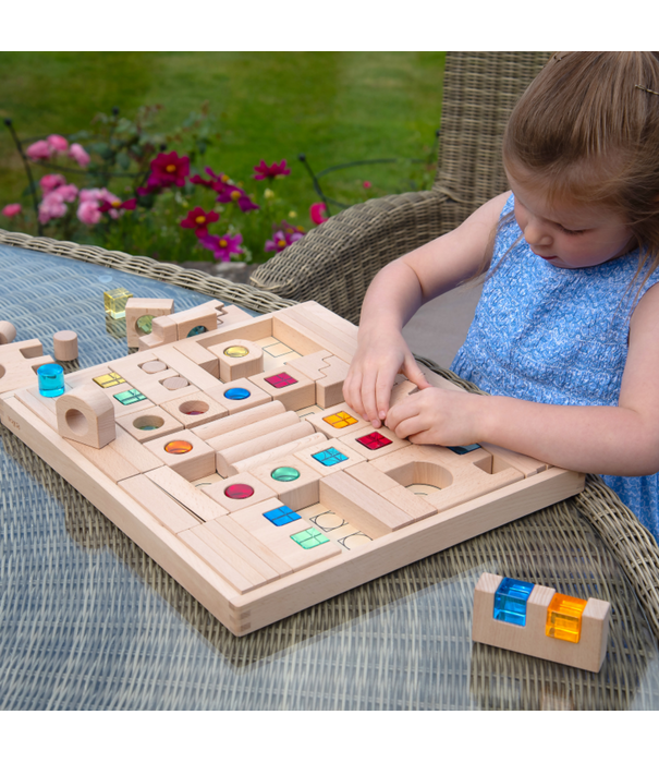 TickiT Tickit - Houten Bouwset met Transparante Stenen Dorp (83-delig)