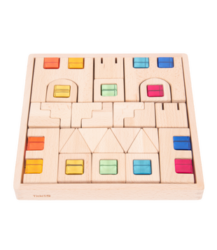 Houten Bouwset met Transparante Stenen Huisjes (40-delig)