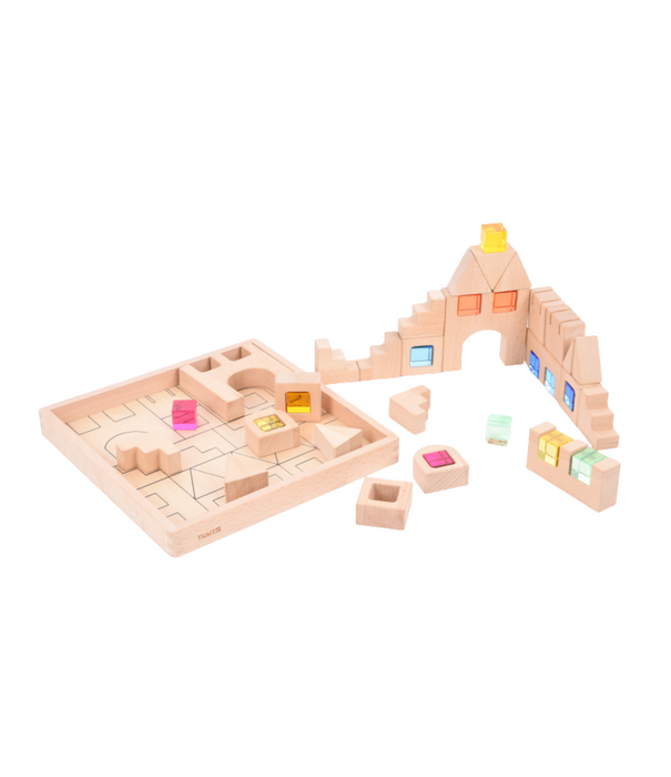 TickiT Tickit - Houten Bouwset met Transparante Stenen Huisjes (40-delig)