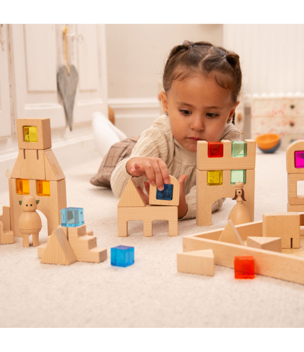 TickiT Tickit - Houten Bouwset met Transparante Stenen Huisjes (40-delig)