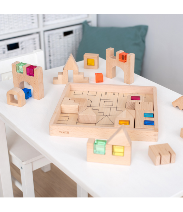 TickiT Tickit - Houten Bouwset met Transparante Stenen Huisjes (40-delig)