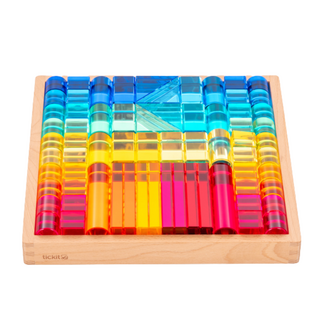  TickiT Houten Spiegeltray met Transparante Bouwblokken (73-delig)