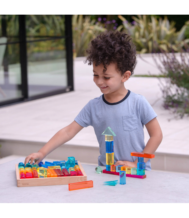 TickiT Tickit - Houten Spiegeltray met Transparante Bouwblokken (73-delig)