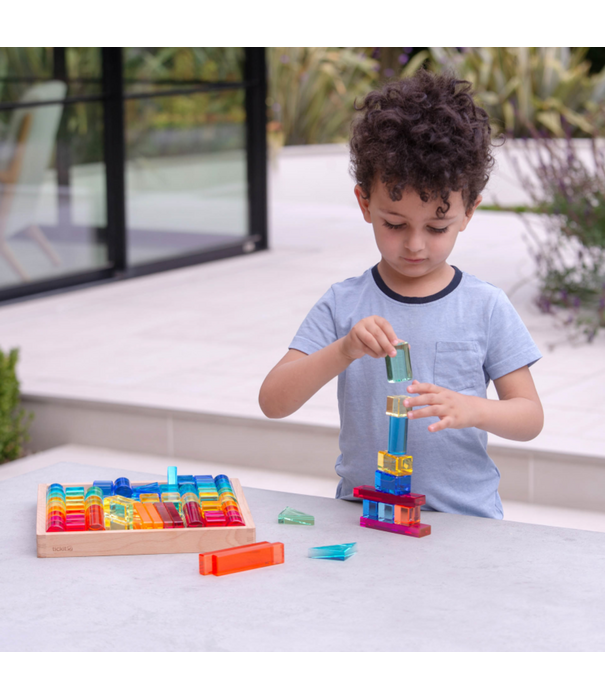 TickiT Tickit - Houten Spiegeltray met Transparante Bouwblokken (73-delig)