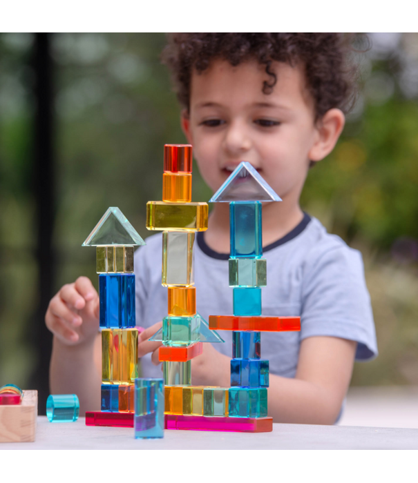 TickiT Tickit - Houten Spiegeltray met Transparante Bouwblokken (73-delig)