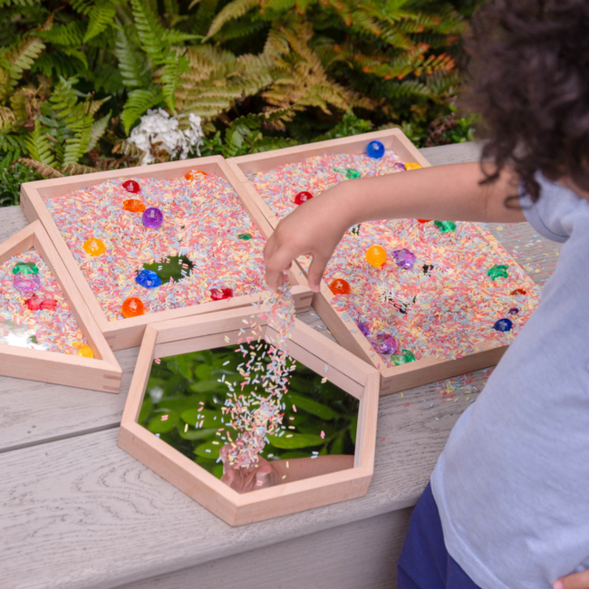 Tickit - Houten Vormen Spiegeltray's (4-delig)