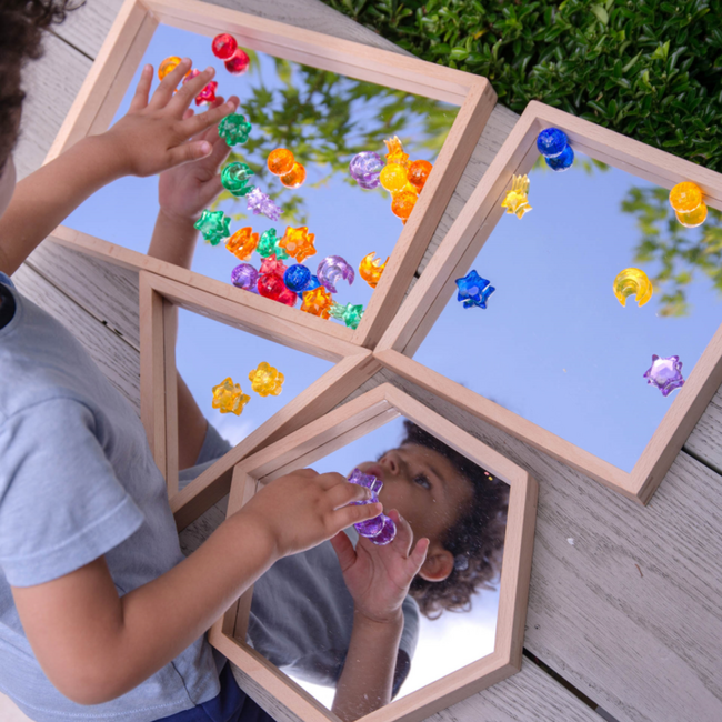 Tickit - Houten Vormen Spiegeltray's (4-delig)