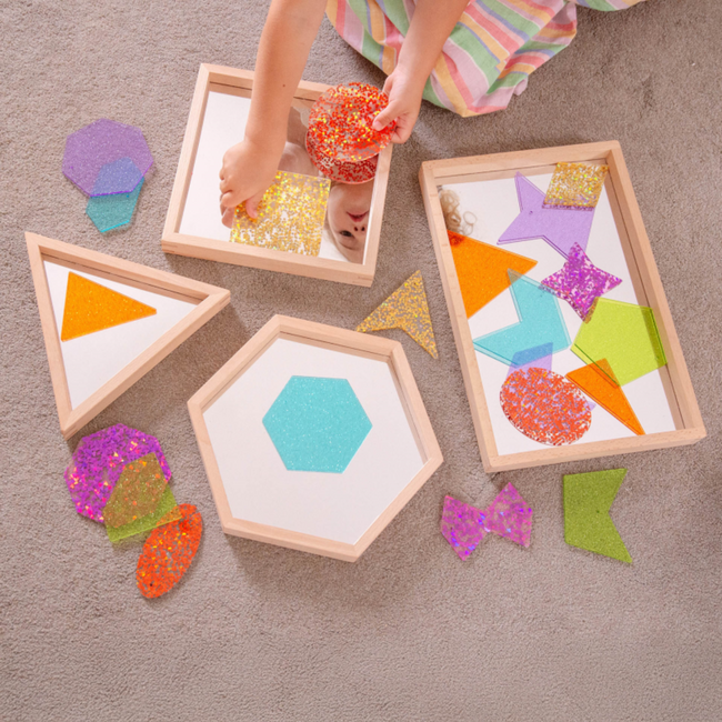 Tickit - Houten Vormen Spiegeltray's (4-delig)